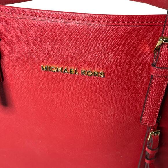 Michael Kors Jet Set Large Tote Bag Saffiano Leather Red - Picture 4 of 12